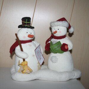 Hallmark Mr and Mrs Snowman Jingle Pals Singing Plush 2003 NWT